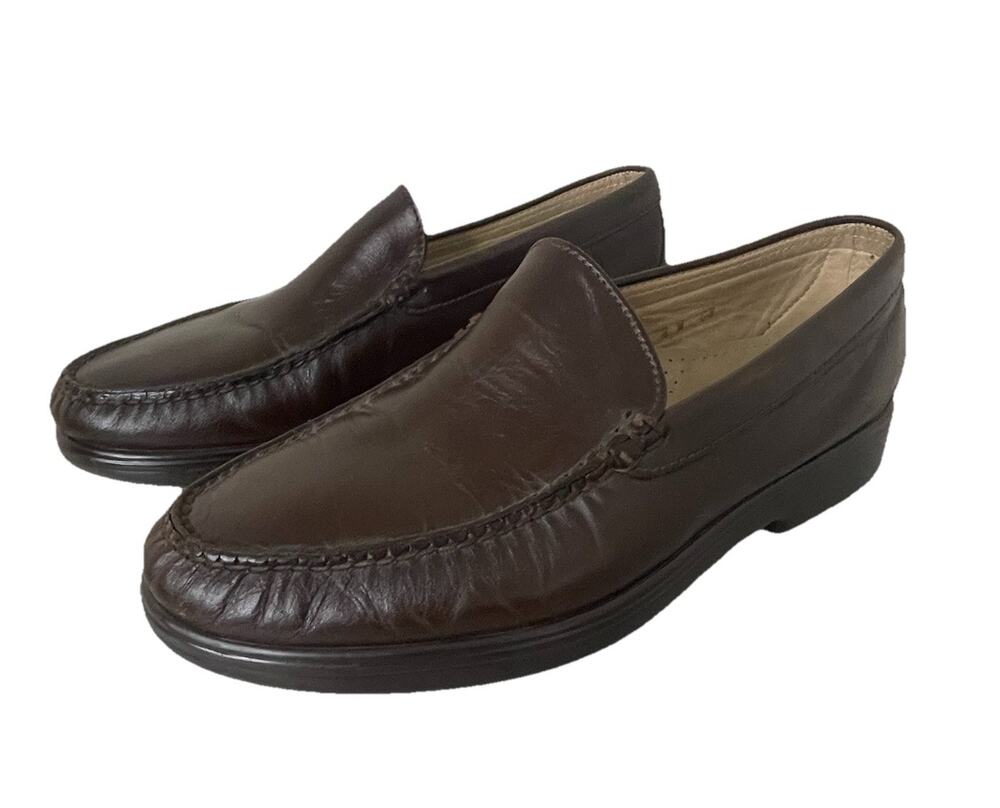 SAS Venetian Brown Leather Slip On Loafer Dress Shoes Men's Size 8 W